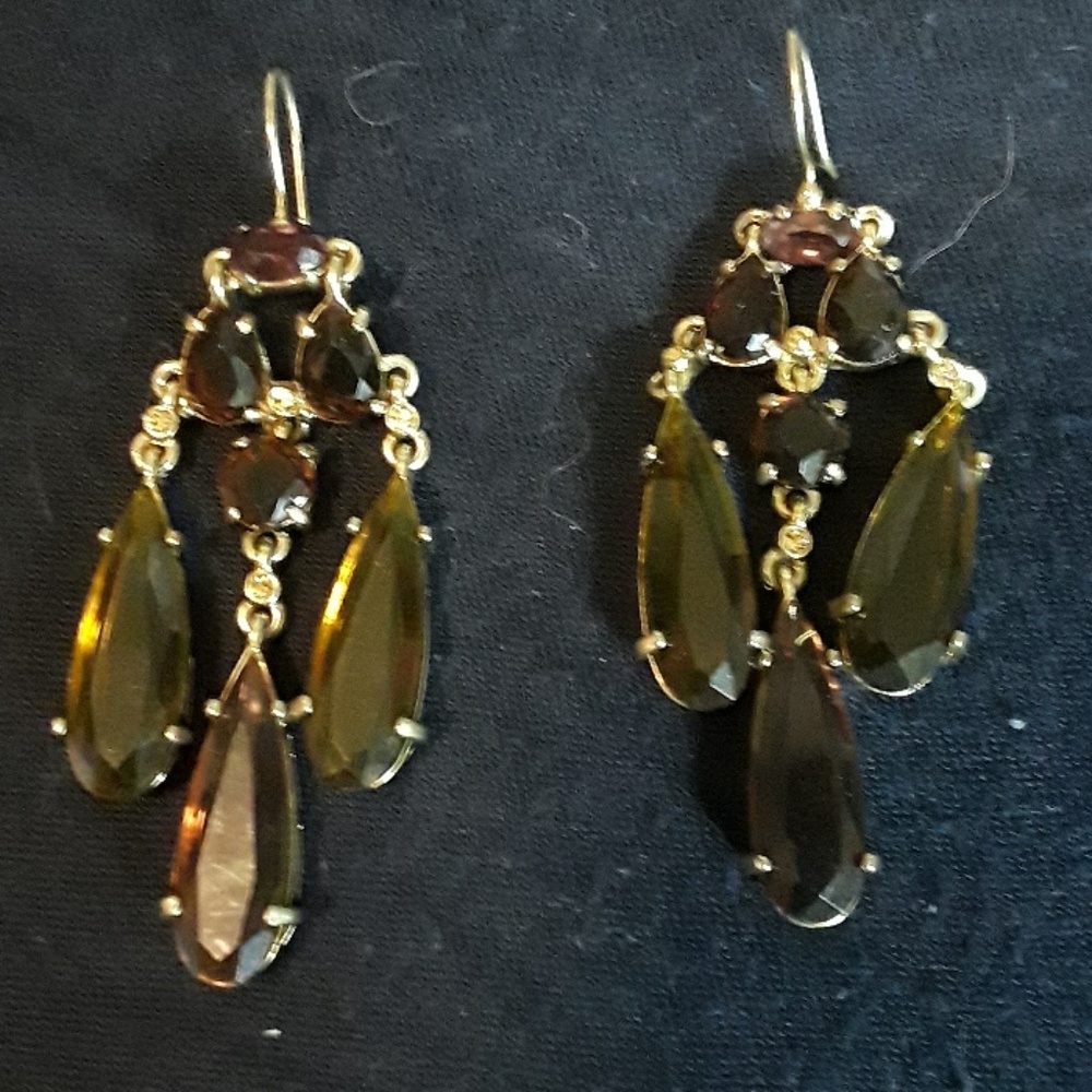 Antique Monet signed crystal dangle earrings